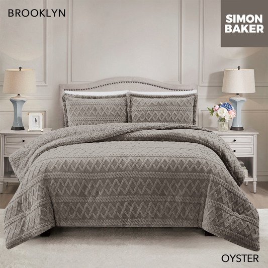Simon Baker - Brooklyn Luxury Jacquard Comforter Set - Oyster