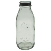 6 Pack Embossed Glass Bottle With Screw On Lid (1L)
