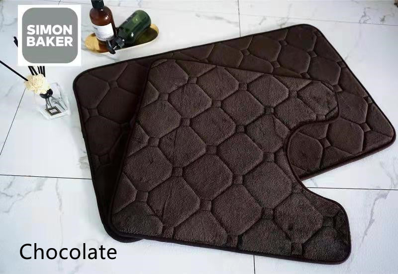 Simon Baker | 2PC Memory Foam Bath Mat Set - Chocolate