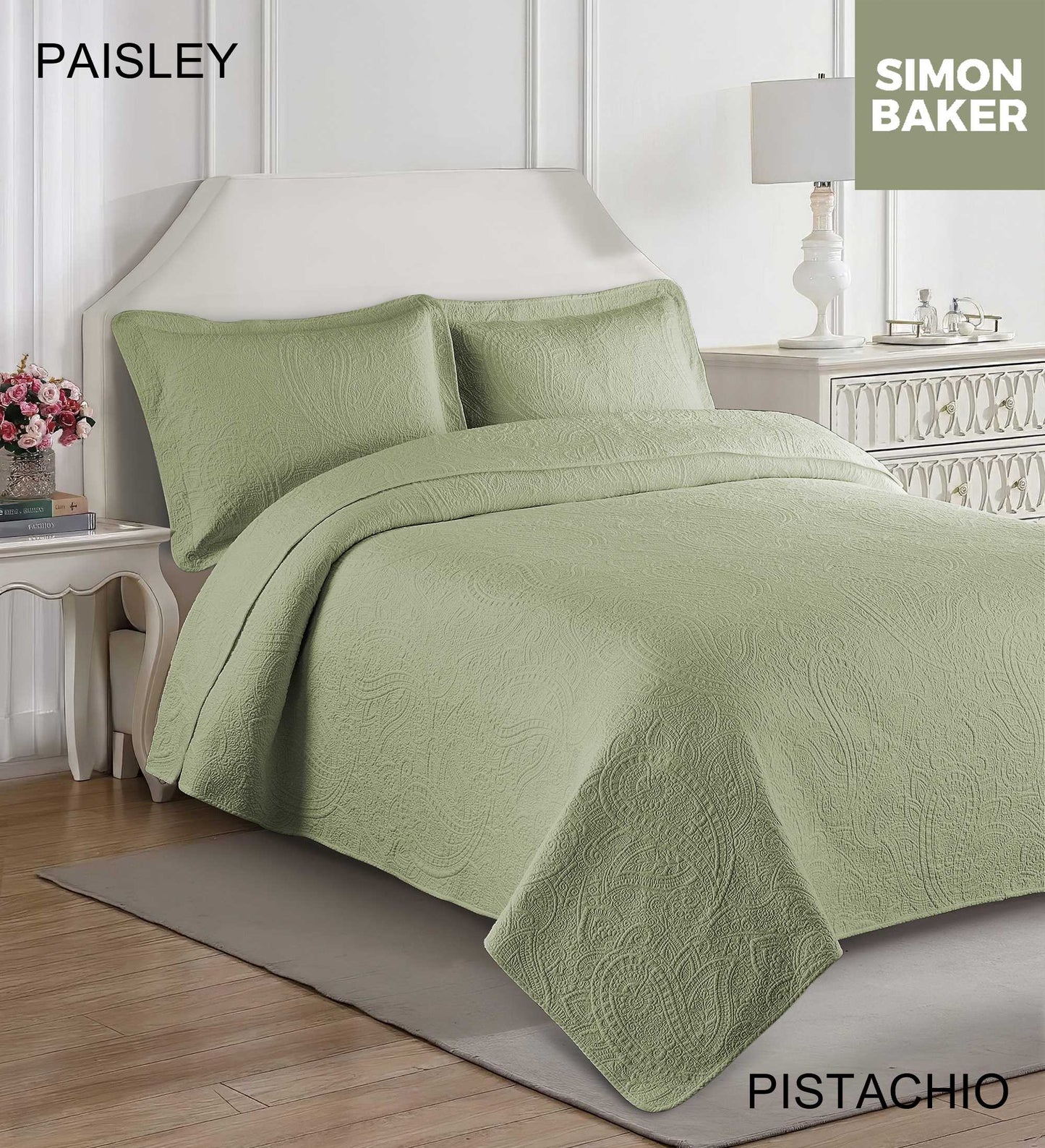Simon Baker | Paisley Bedspread Pistachio