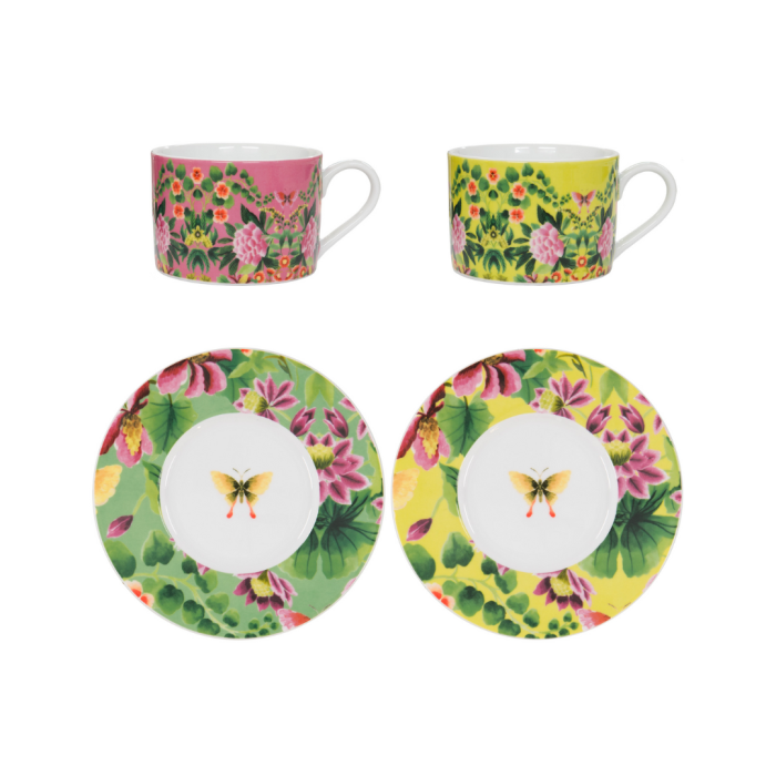 Ikebana Cup & Saucer Set of 2