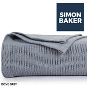 Simon Baker - Cotton Cellular Blanket - Dove Grey (180cm × 230cm)