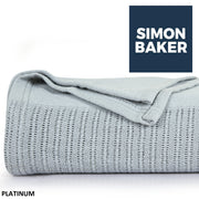 Simon Baker - Cotton Cellular Blanket - Platinum (180cm × 230cm)