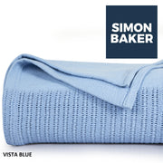 Simon Baker - Cotton Cellular Blanket - Vista Blue (180cm × 230cm)