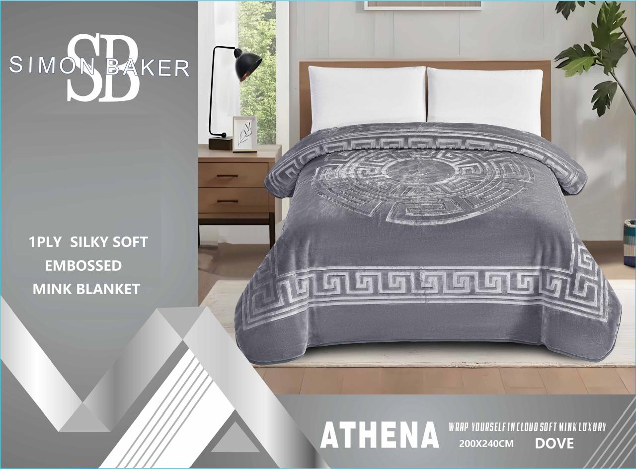 Simon Baker - Athena Blankets 1 PLY Silky Soft Embossed Mink Blanket - Dove