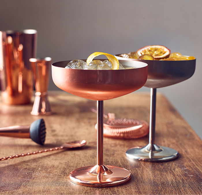 Genware Copper Plated Cocktail Coupe Glass 300Ml
