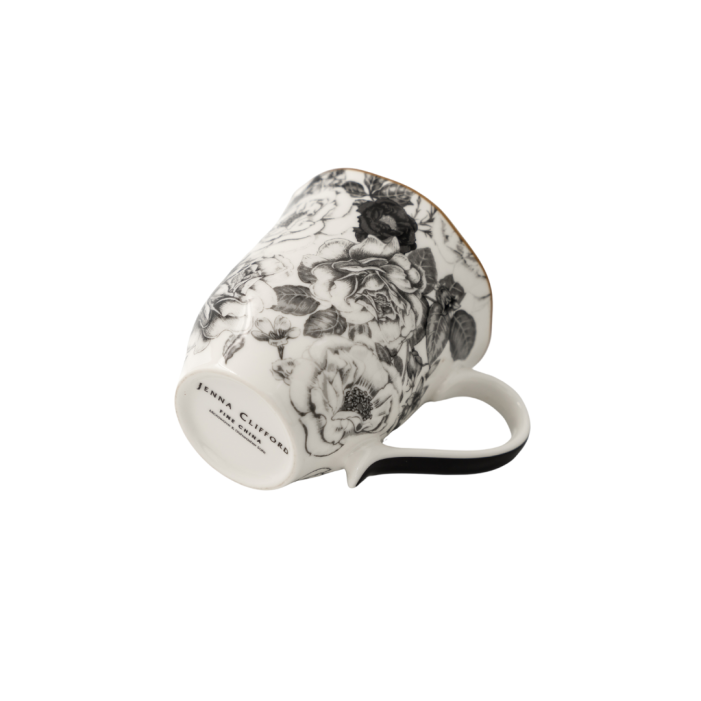 JENNA CLIFFORD - Black Rose Mug Set of 4 in Gift Box