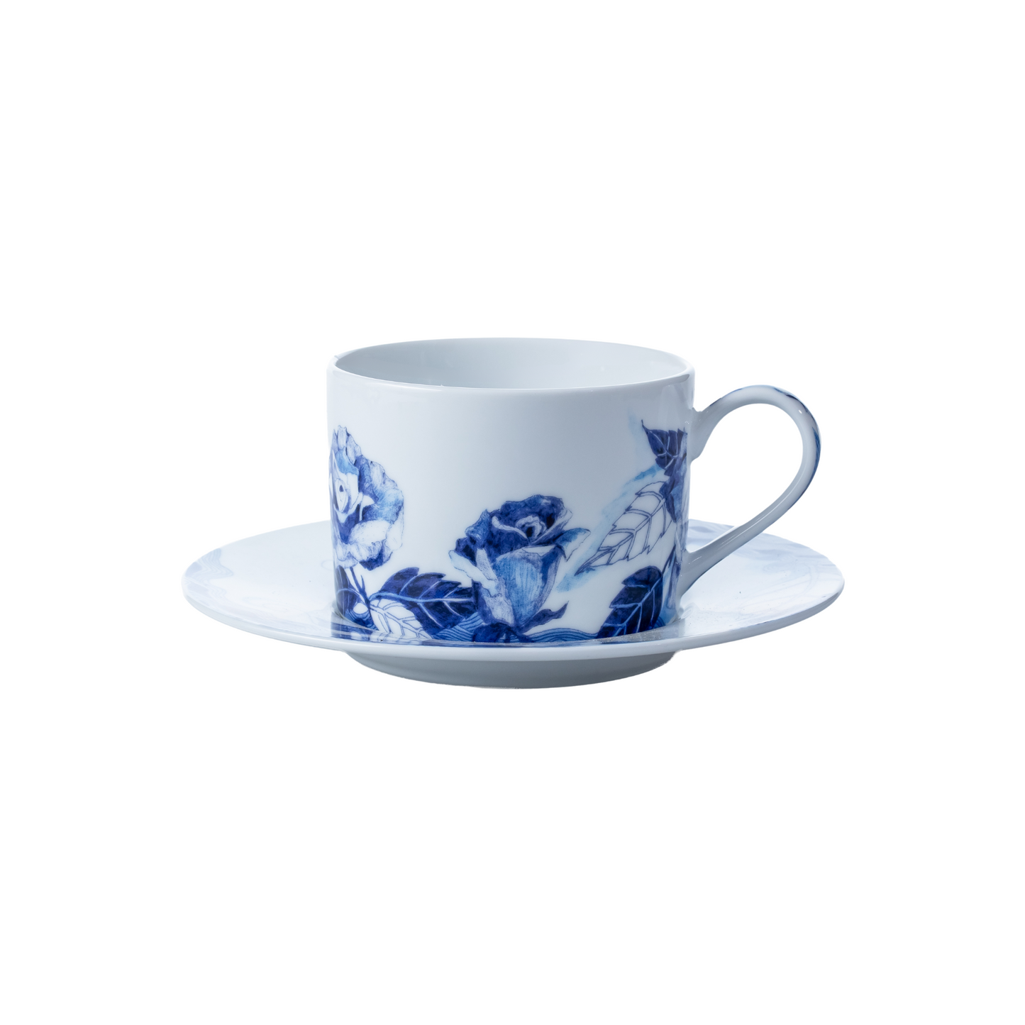 JENNA CLIFFORD - Peacock Sapphire Garden Cup & Saucer Set of 4
