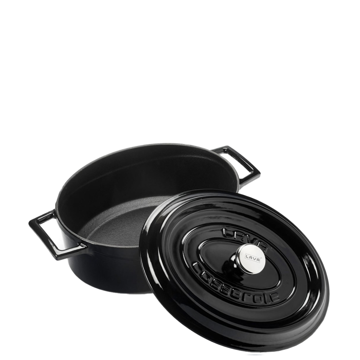 Lava Oval Casserole Black 29cm