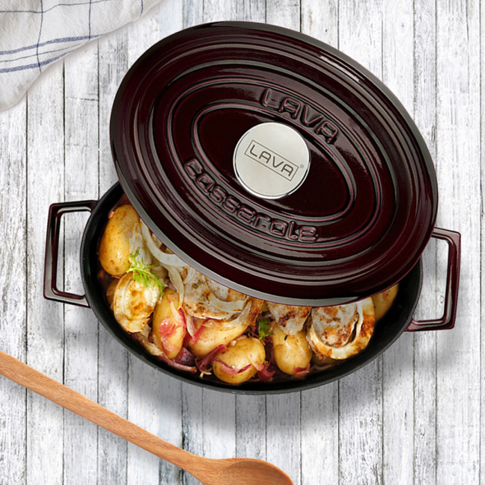 Lava Oval Casserole Black 29cm