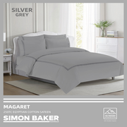 Simon Baker - 250TC Egyptian Cotton Sateen Duvet Cover Set - Magaret - Silver Grey