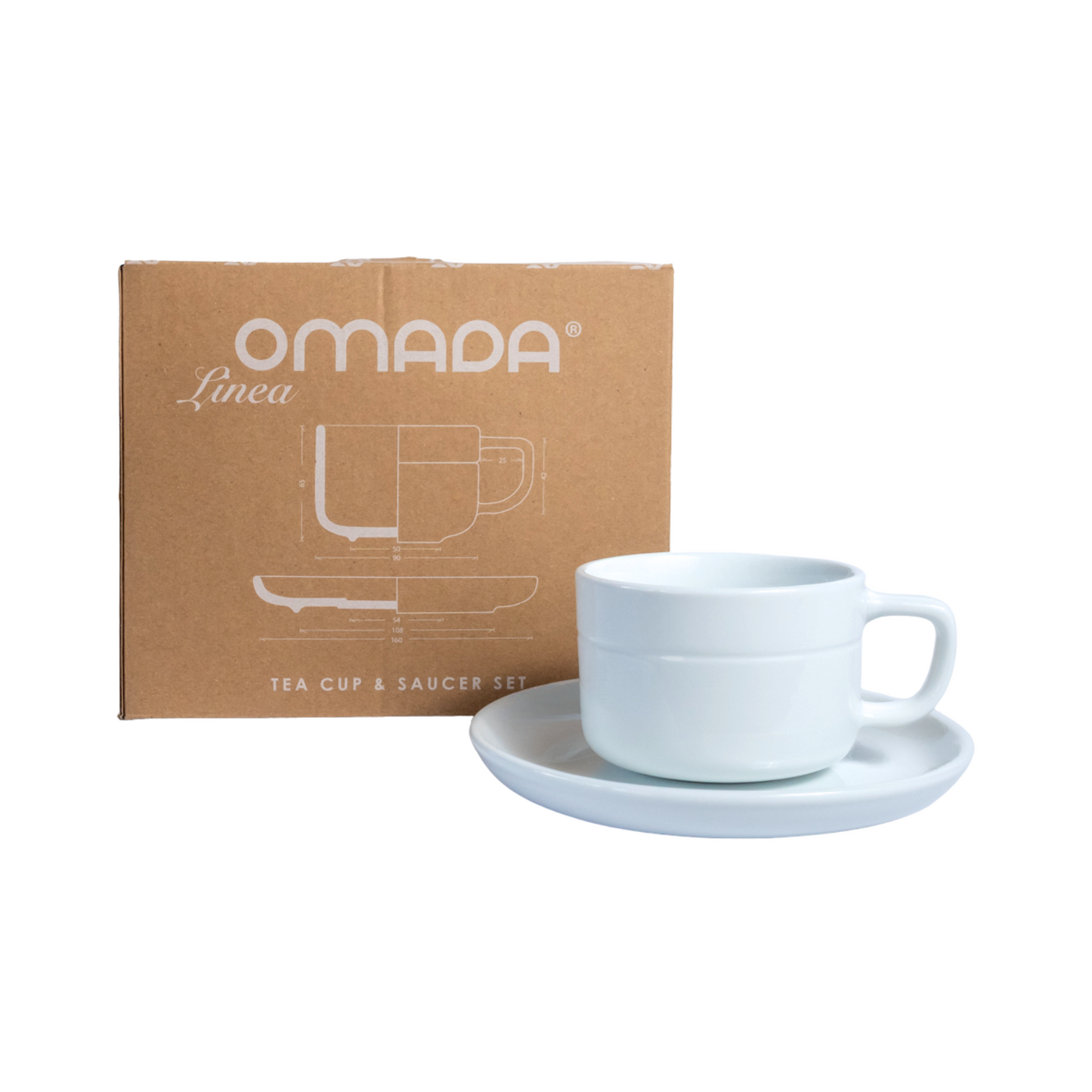 OMADA - Linea White Cup & Saucer Set of 4