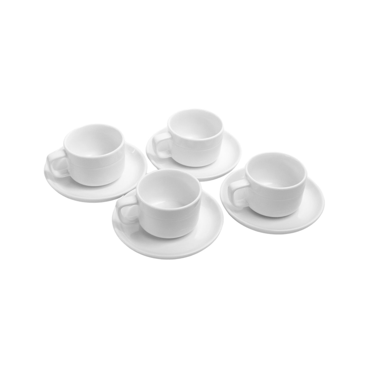 OMADA - Linea White Cup & Saucer Set of 4