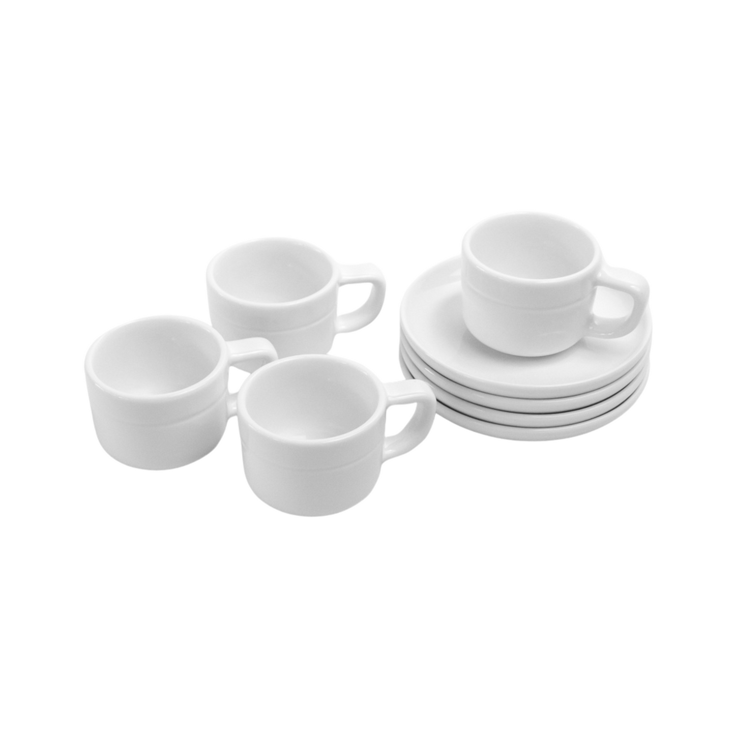 OMADA - Linea White Espresso Cup & Saucer Set of 4