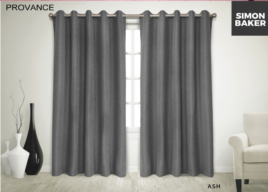 Simon Baker | Provance Eyelet Curtain Ash (Various Lengths)