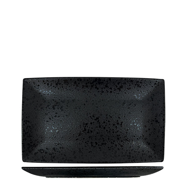 Nova Rain Black Rectangular Plate 27 x 16.5cm (Set of 4)