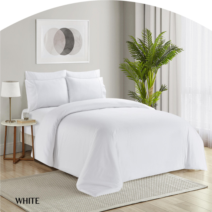 Simon Baker - Organic Bamboo Cotton Duvet Cover Set - White (Various Sizes)