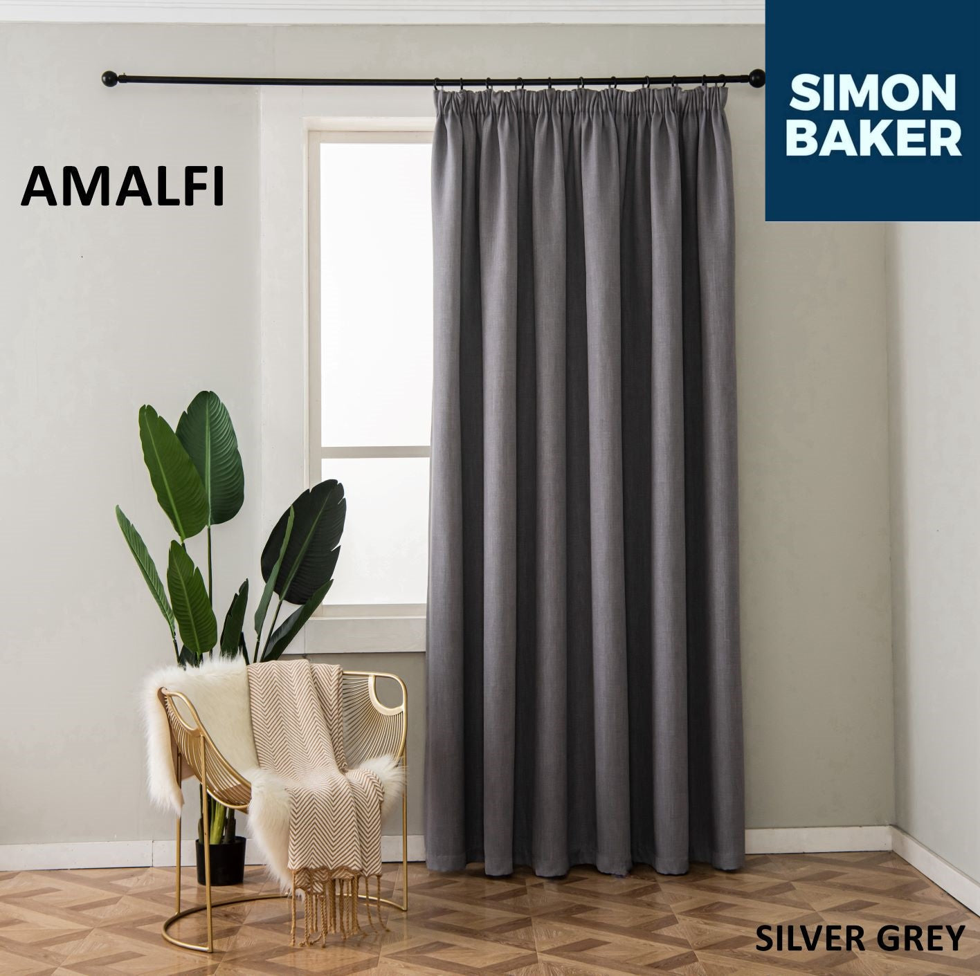 Simon Baker | Amalfi Tape Curtain Silver Grey