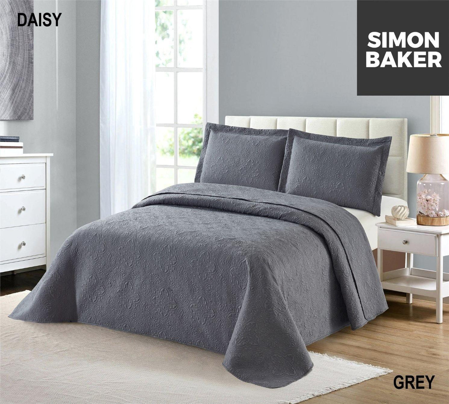 Simon Baker | Daisy Bedspread Grey