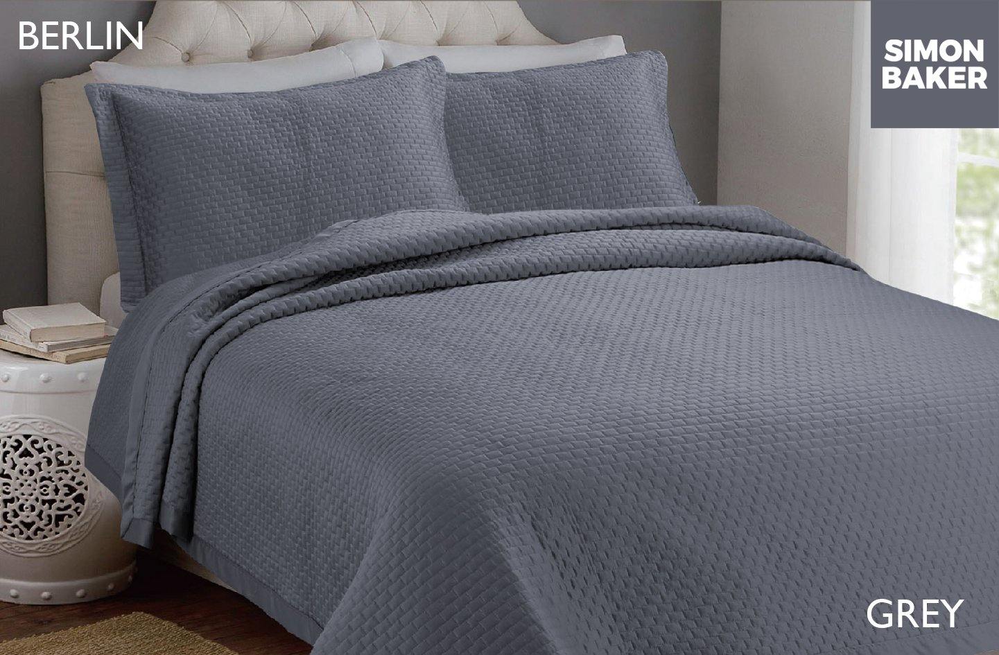Simon Baker | Berlin Bedspread Grey (Various Sizes)