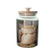 Glass Jar With Wooden Lid - 21cm(H) × 12cm(W) 2.6L