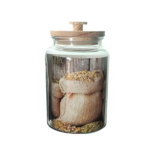 Glass Jar With Wooden Lid - 21 x 12 CM 2.6L