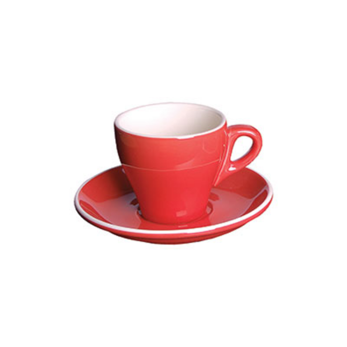 Fortis - Italia - Red Cappuccino Cup 280ml & Saucer (Set of 12)