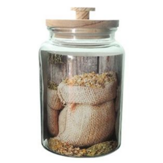 Glass Jar With Wooden Lid 30 X 12CM 4.3L