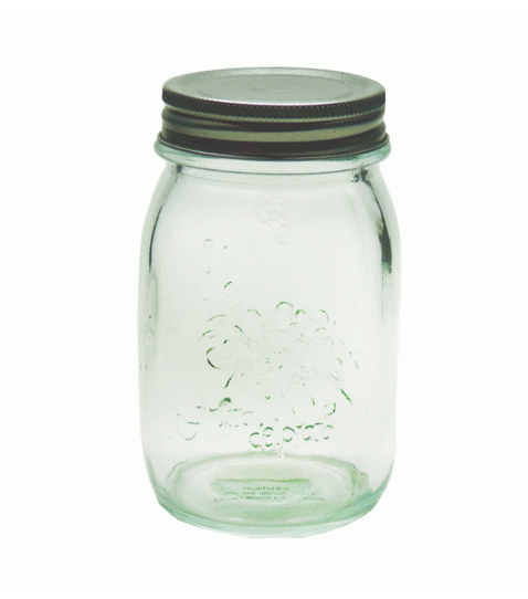 6 PACK EMBOSSED JAR WITH SILVER LID 13CM (500ML)