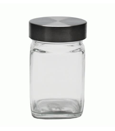 6 PACK SQUARE JAR & SILVER LID SMALL 11 X 6CM (310ML)