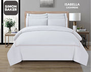 Simon Baker | T200 Cotton Percale Embroidered Duvet Cover Set - Isabella Cashmere