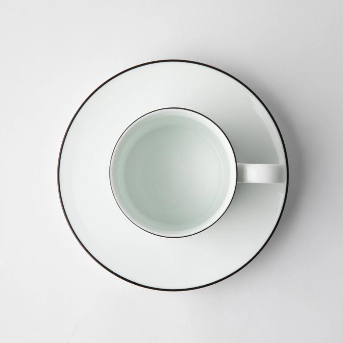 JENNA CLIFFORD - Premium Porcelain Cappuccino Cup & Saucer With Black Band (Set of 4)