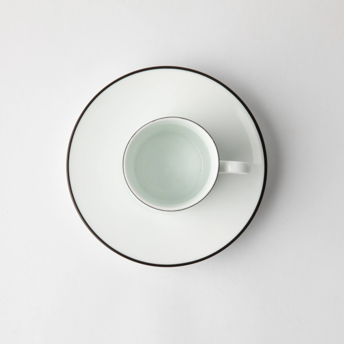 JENNA CLIFFORD - Premium Porcelain Espresso Cup & Saucer With Black Band (Set of 4)