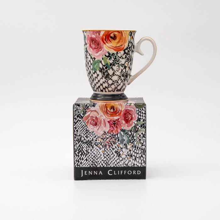 JENNA CLIFFORD - Peach Rose Mug in Gift Box
