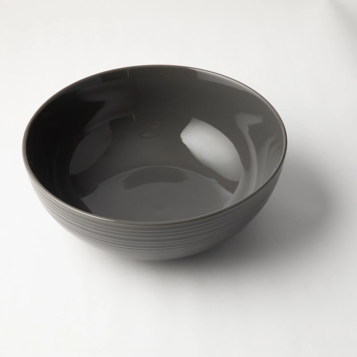 JENNA CLIFFORD - Embossed Lines Salad Bowl 25cm - Dark Grey