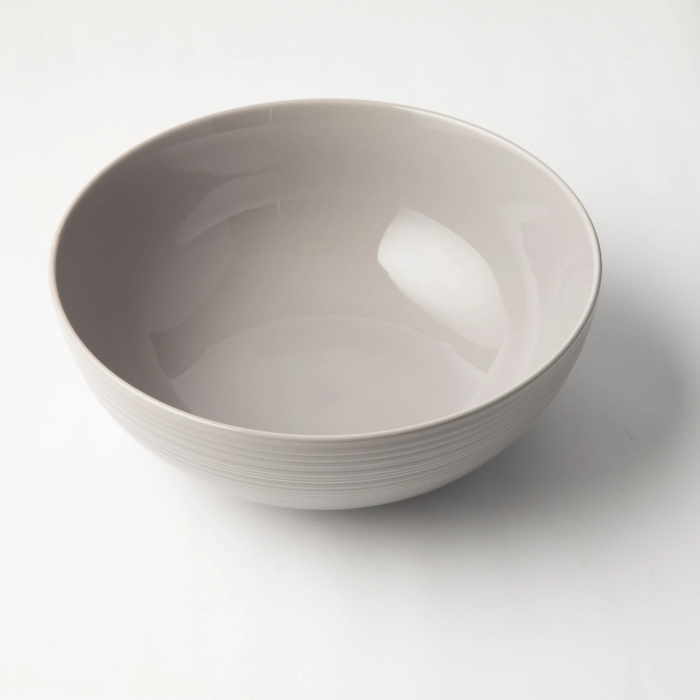 JENNA CLIFFORD - Embossed Lines Salad Bowl 25cm - Light Grey
