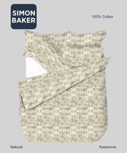 Simon Baker | Kasanova Printed 100% Cotton Duvet Cover Sets - Natural