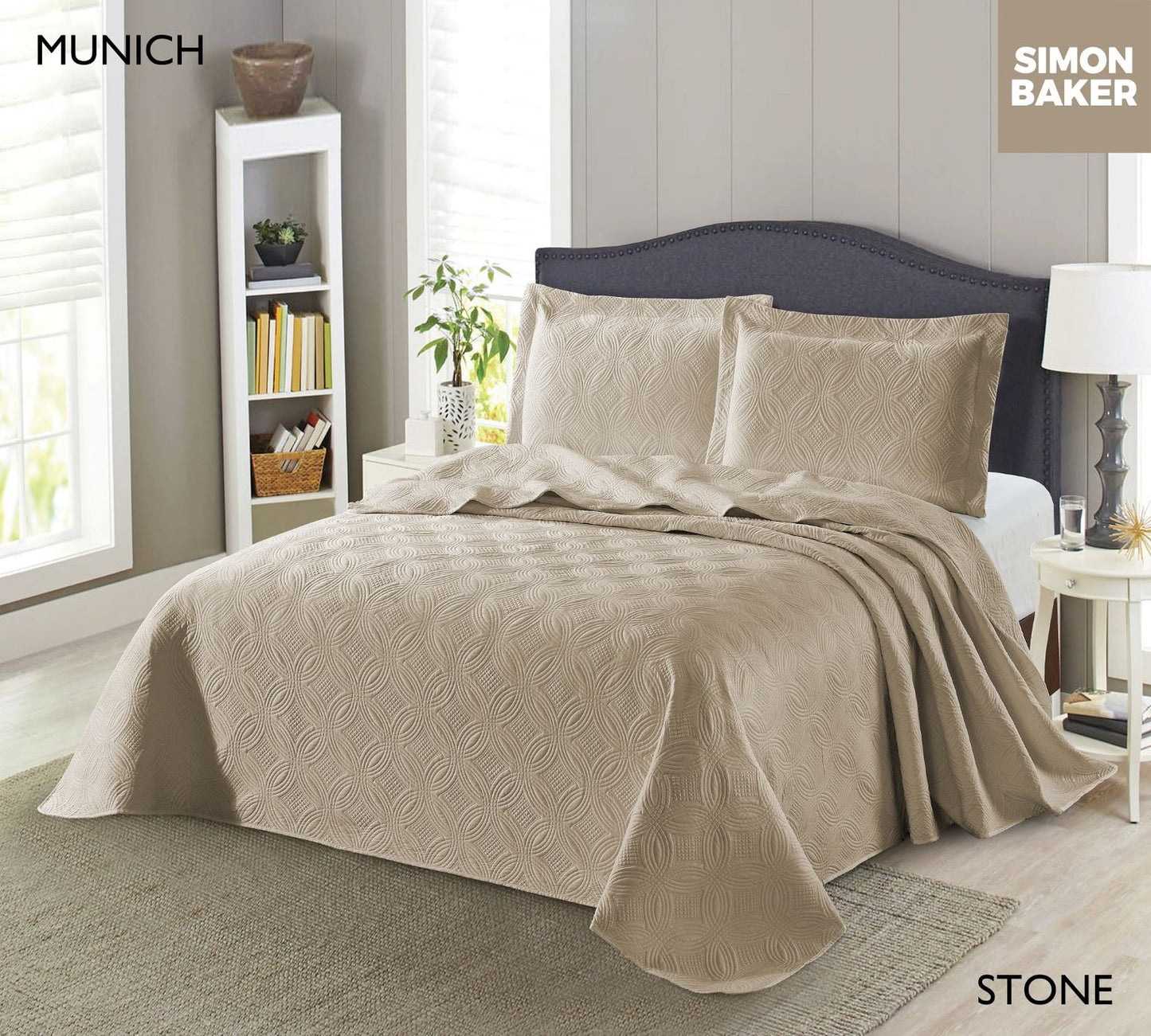 Simon Baker | Munich Bedspread Stone (Various Sizes)
