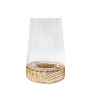 Candle Holder | Tapered Cylinder with Wooden Base 22cm × 14.5cm