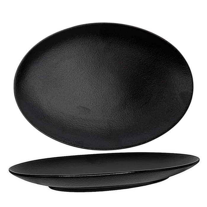 Nova Urban Texture Black Oval Plate 30cm (Set of 6)