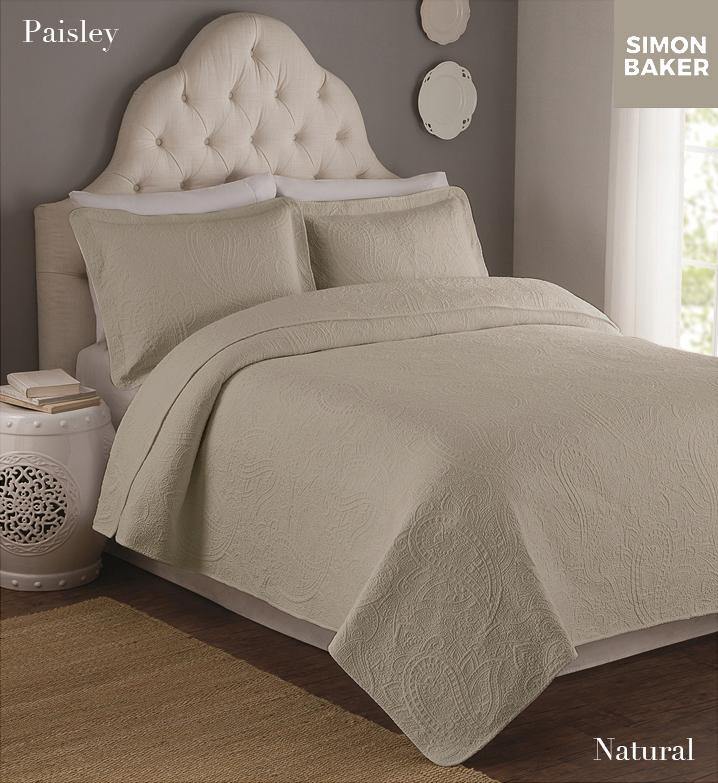 Simon Baker | Paisley Bedspread Natural (Various Sizes)