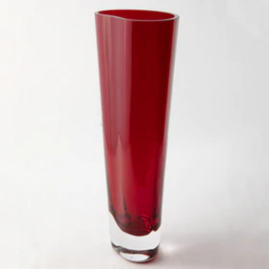 KROSNO - Red Vase Oval 38cm