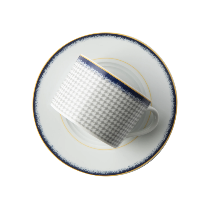 GALATEO - Blue Check Tea Cup & Saucer