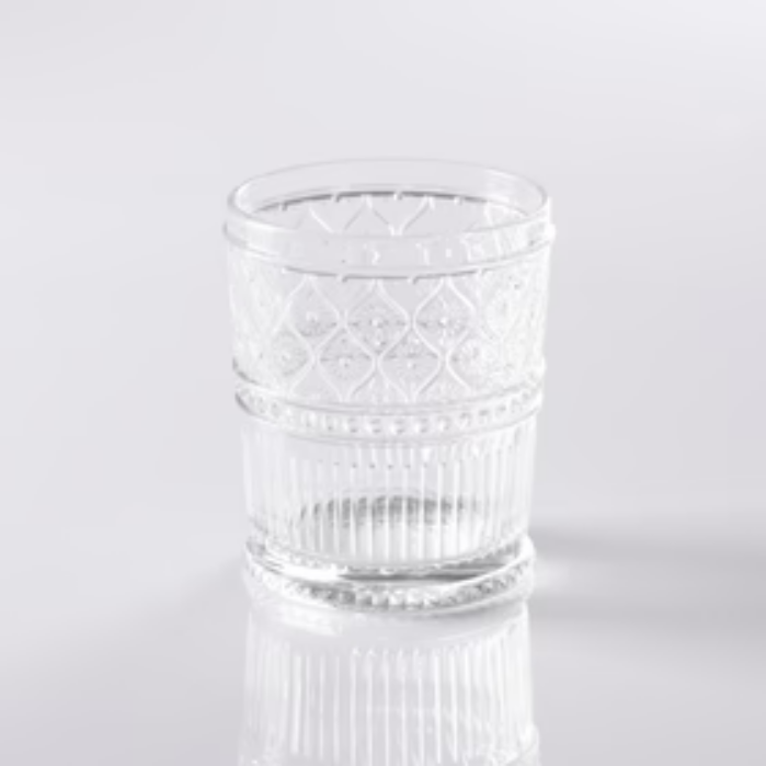 GALATEO - Deco Hand Pressed Tumbler Glass Set of 4