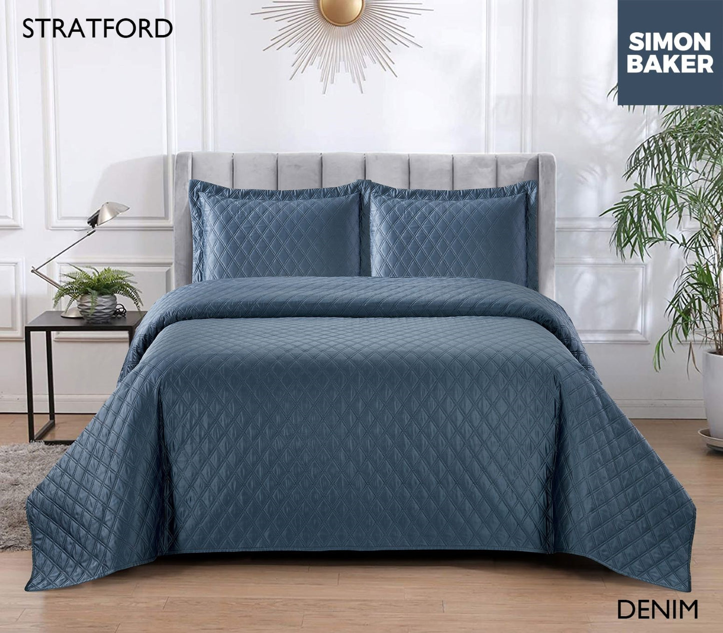 Simon Baker | Stratford Bedspread - Denim (Various Sizes)