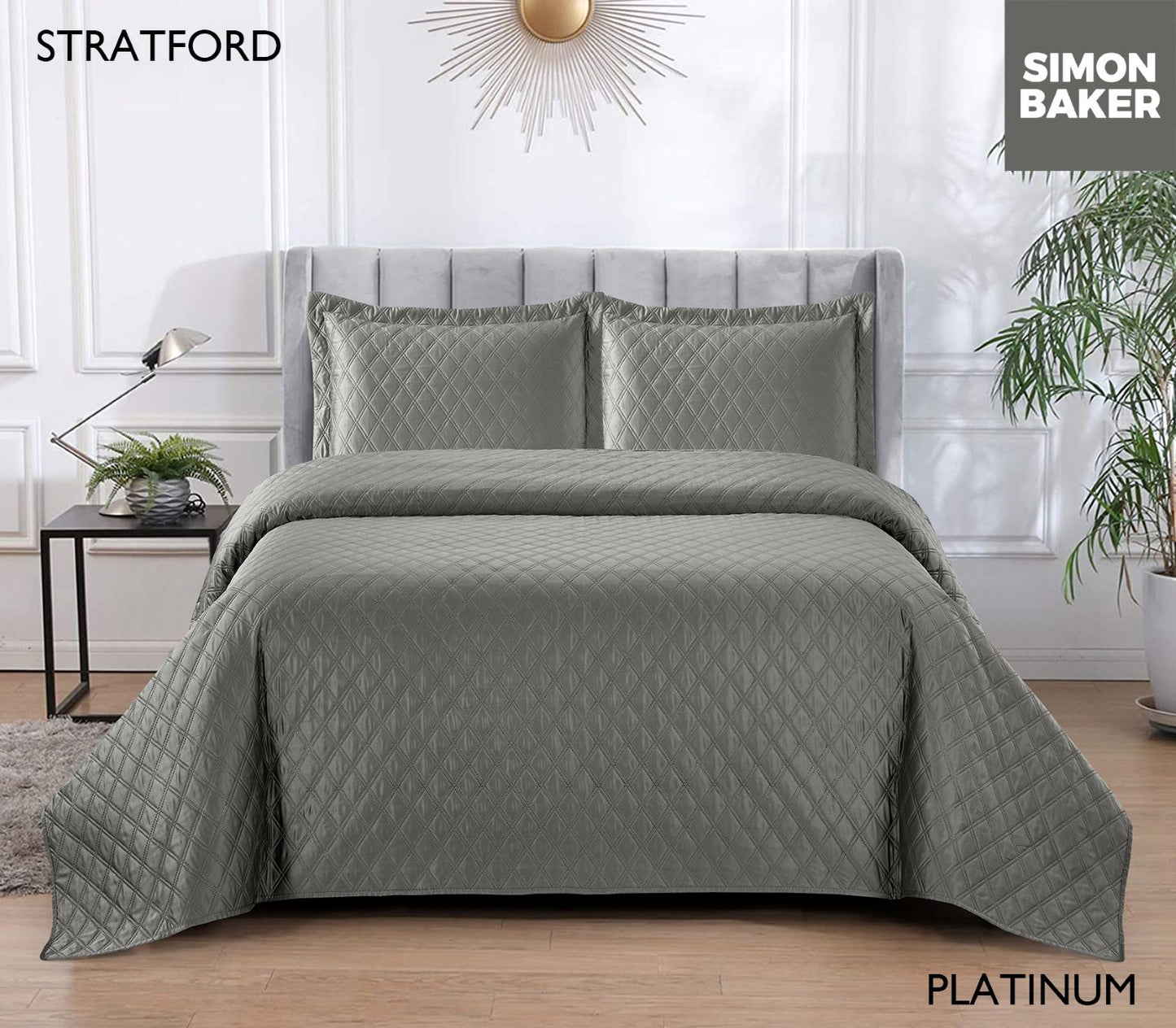 Simon Baker | Stratford Bedspread - Platinum (Various Sizes)