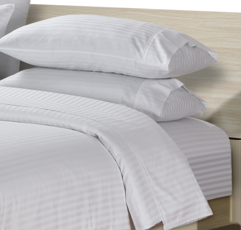 Simon Baker | 250 Thread Count Egyptian Cotton Stripe Sheet Set White (Various Sizes)