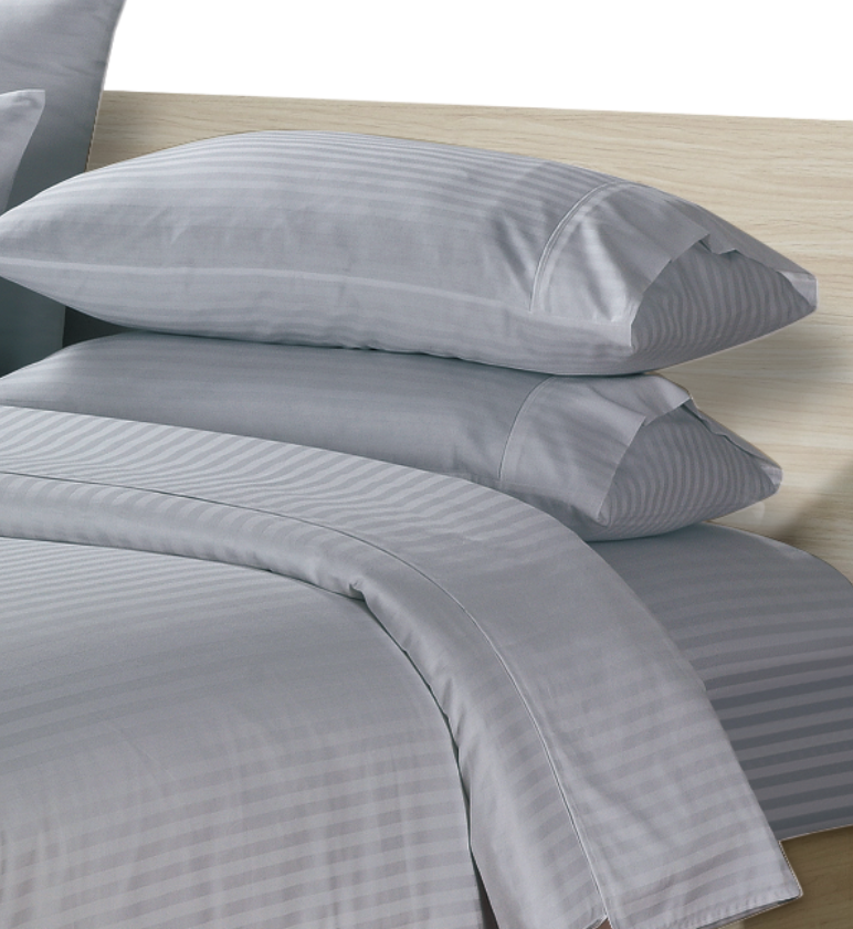 Simon Baker | 250 Thread Count Egyptian Cotton Stripe Sheet Set Silver (Various Sizes)