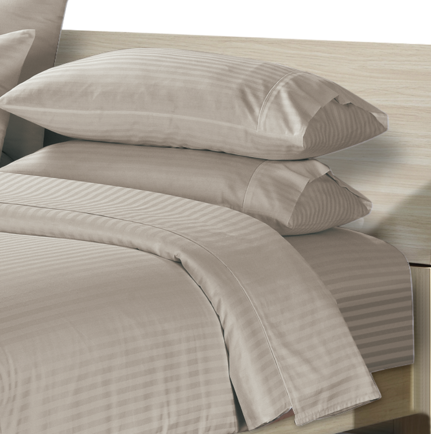 Simon Baker | 250 Thread Count Egyptian Cotton Stripe Sheet Set Natural (Various Sizes)