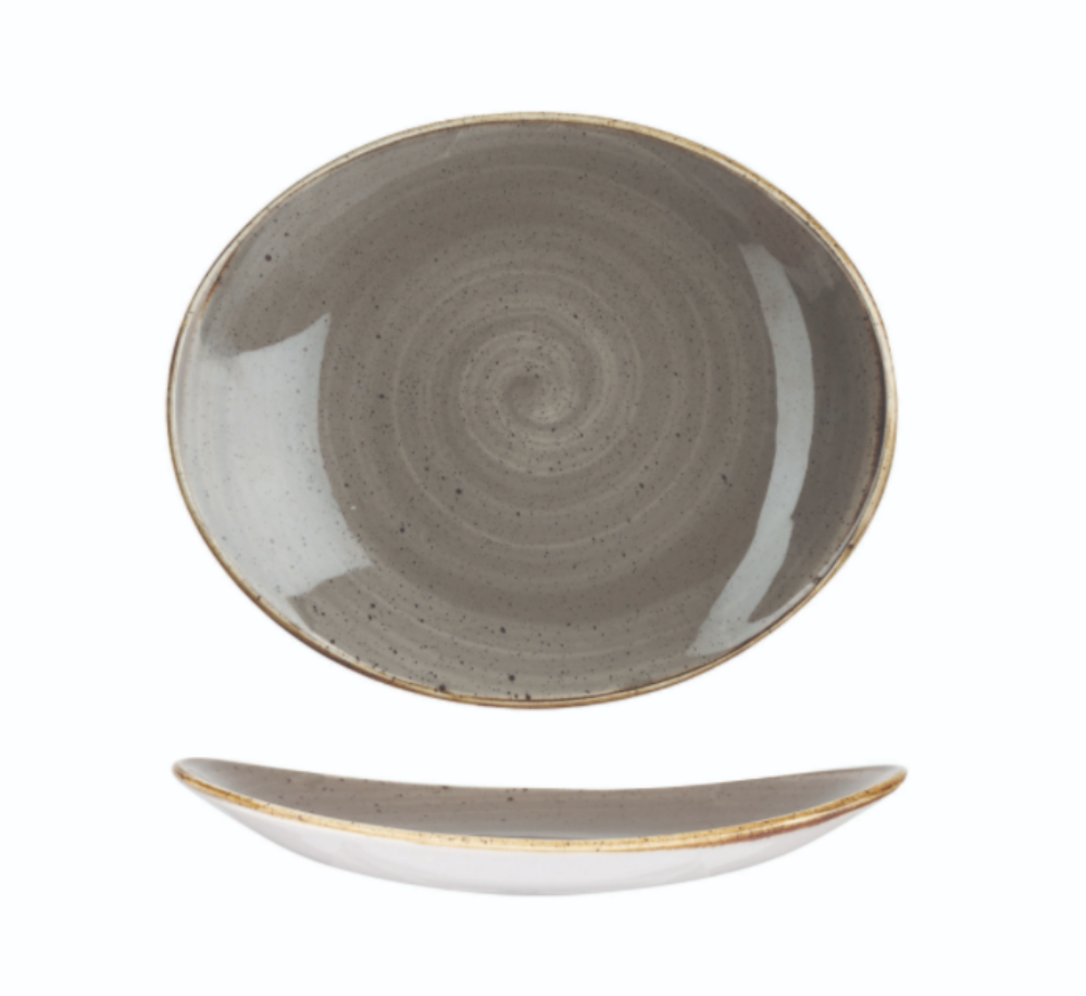 Churchill Peppercorn Grey – Oval Plate 19.2Cm (Set of 12)
